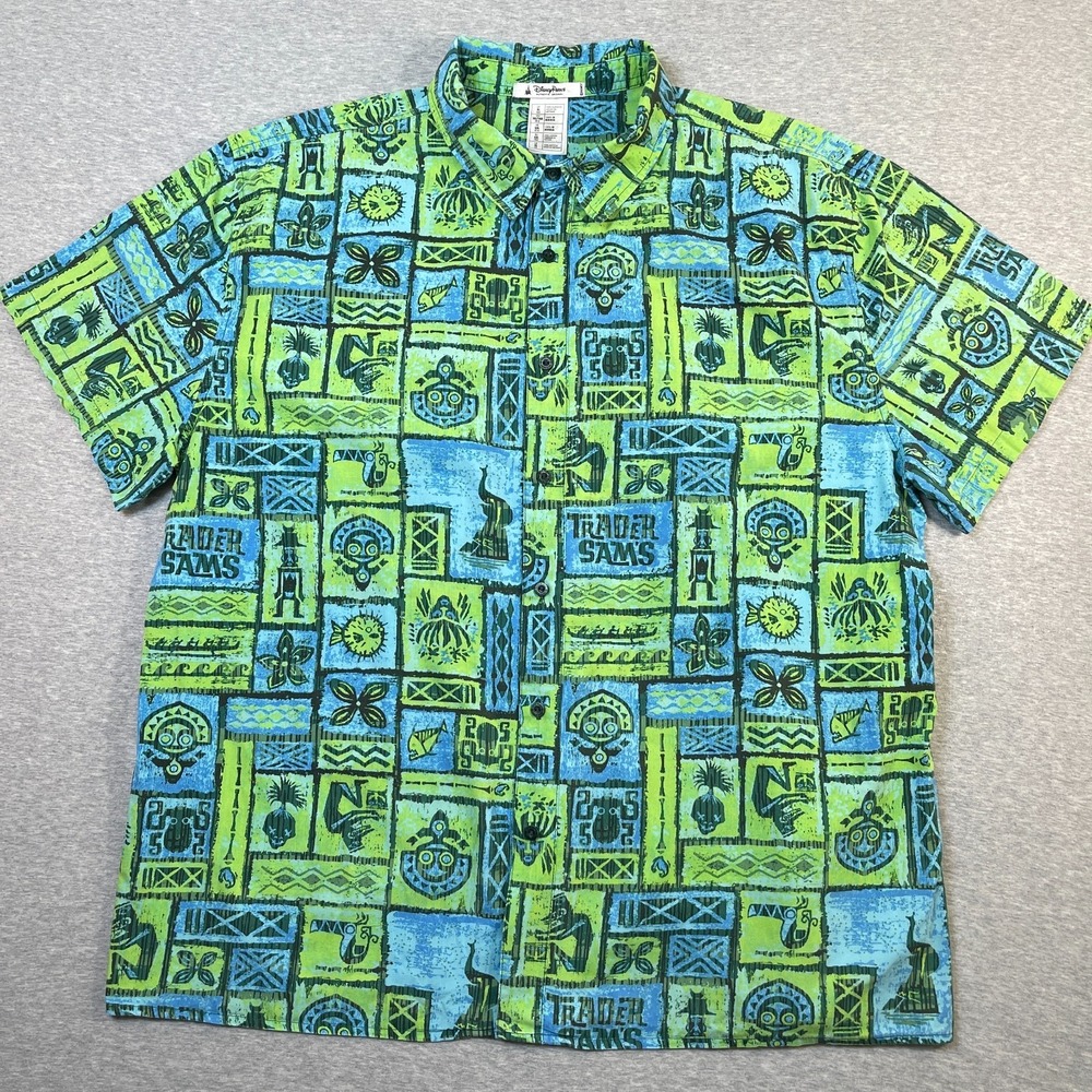 Disney Parks Trader Sams Grog Grotto Shirt Mens XL Tiki Bar Aloha Hawaiian Relax